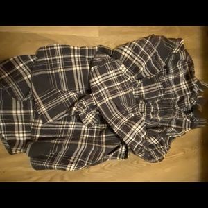 a dark blue flannel